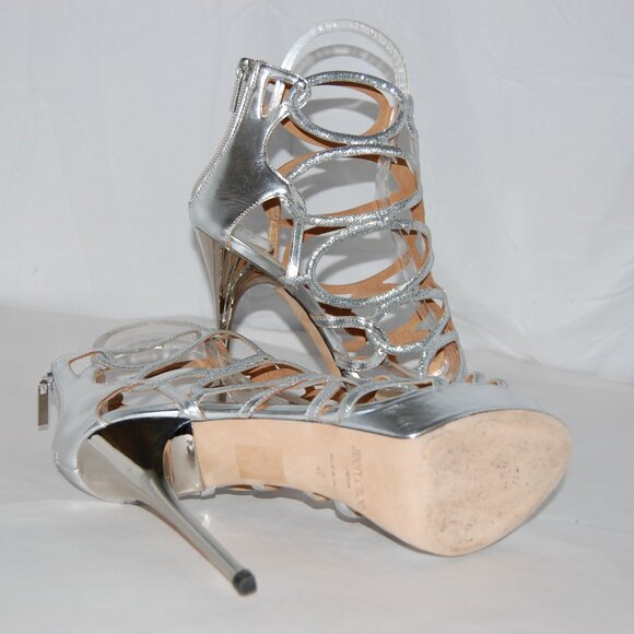 40/10❤️ Jimmy Choo Glitter Leather Platform High Heels Gladiator Sandals Boots - Picture 16 of 16